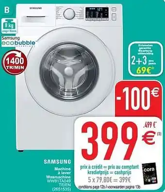 Cora Samsung machine à laver wasmachine ww81ta049 te-en aanbieding