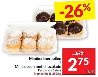 Intermarché Miniberlinerbollen of minisoezen met chocolade aanbieding