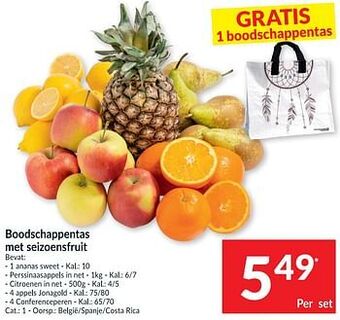 Intermarché Boodschappentas met seizoensfruit aanbieding