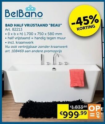 Zelfbouwmarkt Bad half vrijstaand beau aanbieding