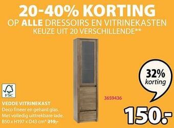 Jysk Vedde vitrinekast aanbieding