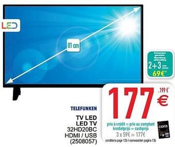 Cora Telefunken tv led led tv 32hd20bc aanbieding
