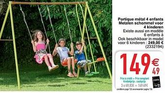 Cora Portique métal 4 enfants metalen schommel voor 4 kinderen aanbieding