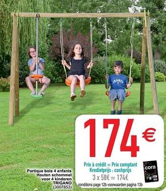 Cora Portique bois 4 enfants houten schommel voor 4 kinderen trigano aanbieding