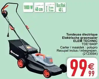 Cora Tondeuse électrique elektrische grasmaaier elem technic tde1840p aanbieding