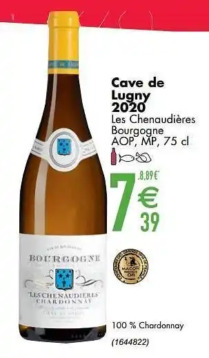 Cave de lugny 2020 les chenaudières bourgogne aop mp