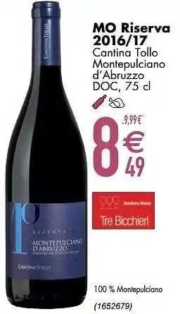 Cora Mo riserva 2016-17 cantina tollo montepulciano d’abruzzo doc aanbieding