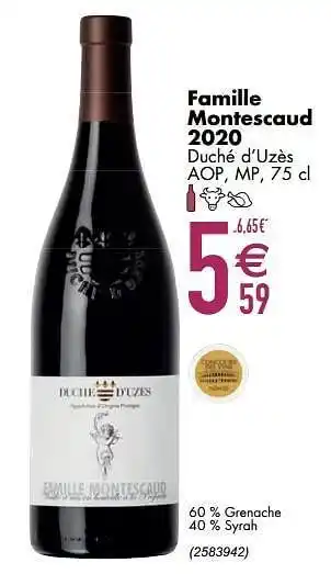 Cora Famille montescaud 2020 duché d’uzès aop mp aanbieding