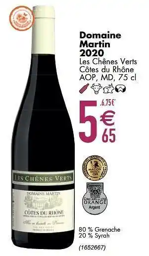 Cora Domaine martin 2020 les chênes verts côtes du rhône aop md aanbieding