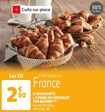Auchan 5 Croissants + 5 Pains Au Chocolat Pur Beurre aanbieding
