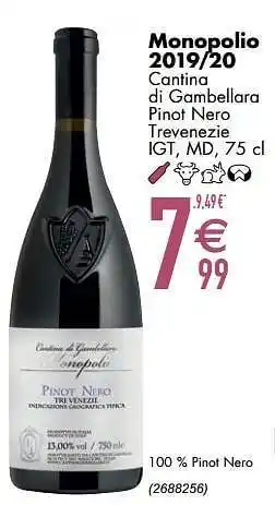 Cora Monopolio 2019-20 cantina di gambellara pinot nero trevenezie igt md aanbieding