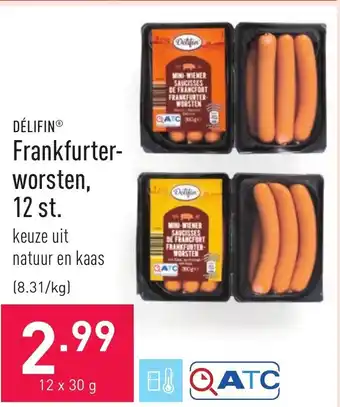 ALDI Delifin Frankfurterworsten 12*30g aanbieding