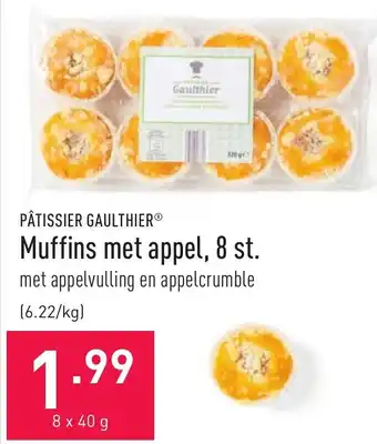 ALDI Patissier Gaulthier Muffins met appel 8*40g aanbieding