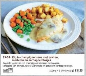 Bofrost Kip in champignonsaus met erwten wortelen en aardappelblokjes aanbieding