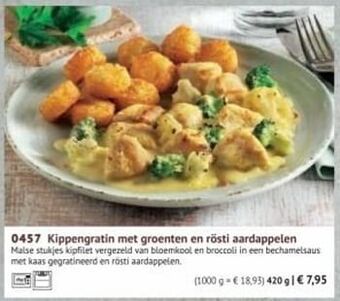 Kippengratin met groenten en rösti aardappelen