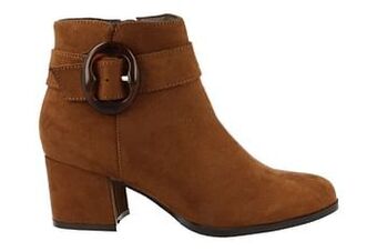 Berca Shoes Sprox Enkellaars Dames Vegan Trend Gesp - Cognac aanbieding