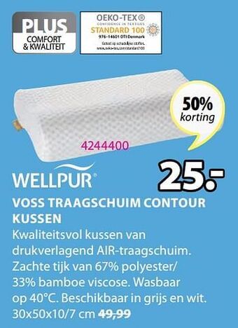 Jysk Voss traagschuim contour kussen aanbieding