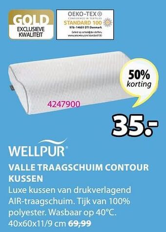 Jysk Valle traagschuim contour kussen aanbieding