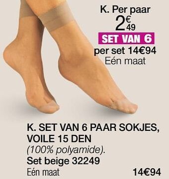 Damart Set van 6 paar sokjes voile 15 den aanbieding