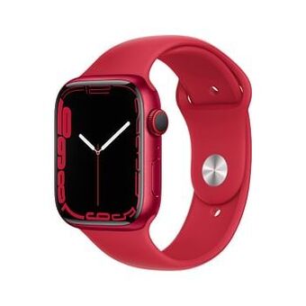 AUVA Apple Watch Series 7 45mm Cellular - Aluminium Rood - Sportband Rood aanbieding