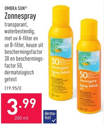 ALDI Ombra Sun Zonnespray 200ml aanbieding