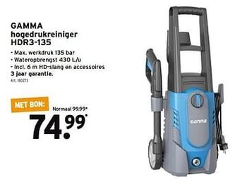 GAMMA Gamma hogedrukreiniger hdr3-135 aanbieding