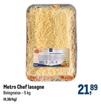 Makro Metro chef lasagne aanbieding
