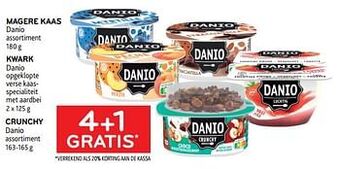 Alvo Magere kaas danio + kwark danio + crunchy danio 4+1 gratis aanbieding
