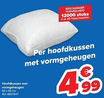 Carrefour Hoofdkussen met vormgeheugen aanbieding