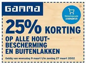 GAMMA 25% korting op alle houtbescherming en buiten lakken aanbieding
