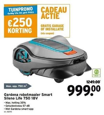 GAMMA Gardena robotmaaier smart sileno life 750 18v aanbieding