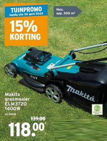 GAMMA Makita grasmaaier elm3720 1400w aanbieding