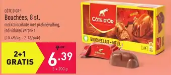 ALDI Cote D'or Bouchees 3*200g aanbieding