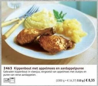 Kippenbout met appelmoes en aardappelpuree