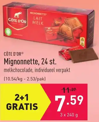 ALDI Cote D'or Mignonnette 3*240g aanbieding