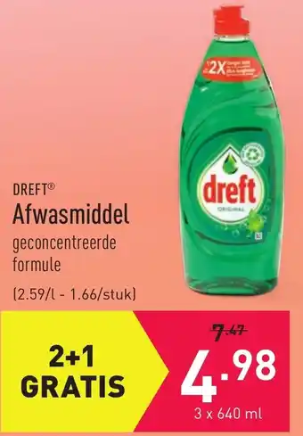 ALDI Dreft Afwasmiddel 3*640ml aanbieding
