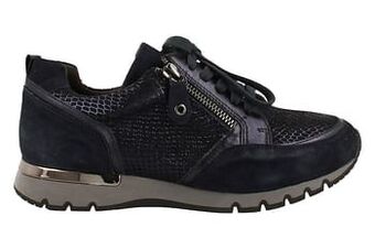 Berca Shoes Caprice Sneaker Laag Dames Comfort Topper F Wijdte Functionele Rits - Blauw aanbieding