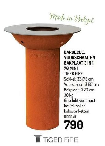 Barbecue vuurschaal en bakplaat 3 in 1 70 mini tiger fire