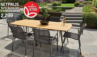 Tafel basso met 6 stoelen aruba
