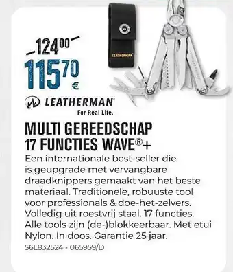 Leatherman Multi Gereedschap 17 Functies Wave +