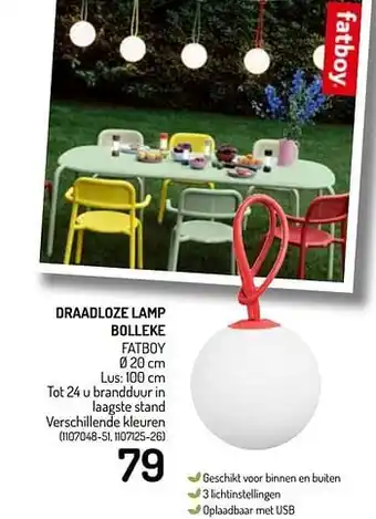 Oh Green Draadloze lamp bolleke fatboy aanbieding