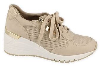 Berca Shoes Marco Tozzi Sneaker Laag Dames Met Functionele Rits - Beige aanbieding
