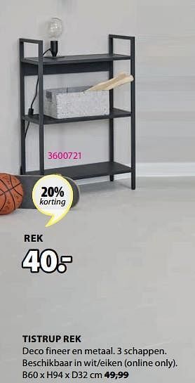 Jysk Tistrup rek 3 schappen aanbieding