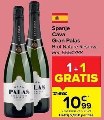 Carrefour Spanje cava gran palas brut nature reserva aanbieding