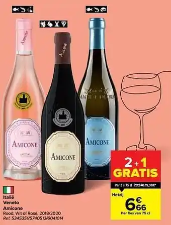 Carrefour Italië veneto amicone rood, wit of rosé, 2018-2020 aanbieding