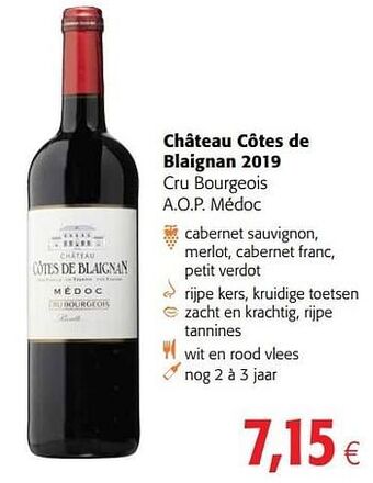 Colruyt Château côtes de blaignan 2019 cru bourgeois a.o.p. médoc aanbieding