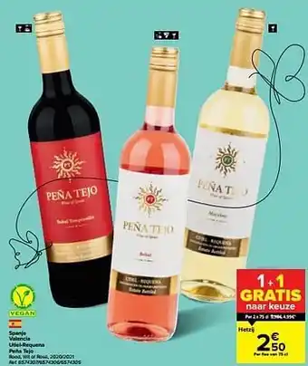 Carrefour Spanje valencia utiel-requena peña tejo rood wit of rosé aanbieding