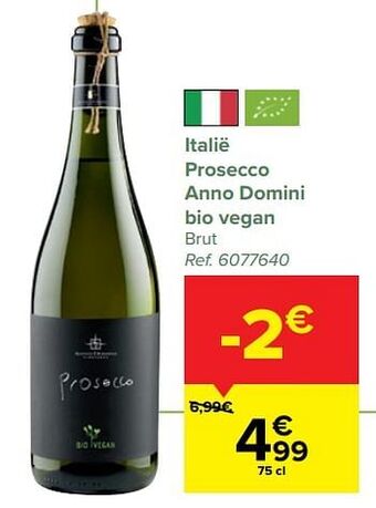 Carrefour Italië prosecco anno domini bio vegan brut aanbieding