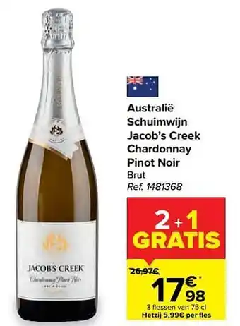 Carrefour Australië schuimwijn jacob’s creek chardonnay pinot noir brut aanbieding