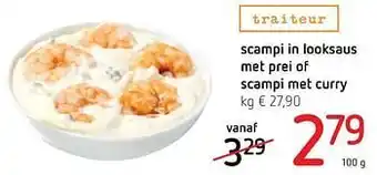 Scampi in looksaus met prei of scampi met curry
